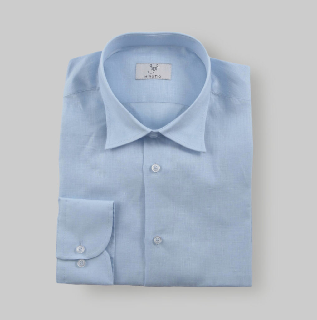 Camisa Lino Azul Hombre