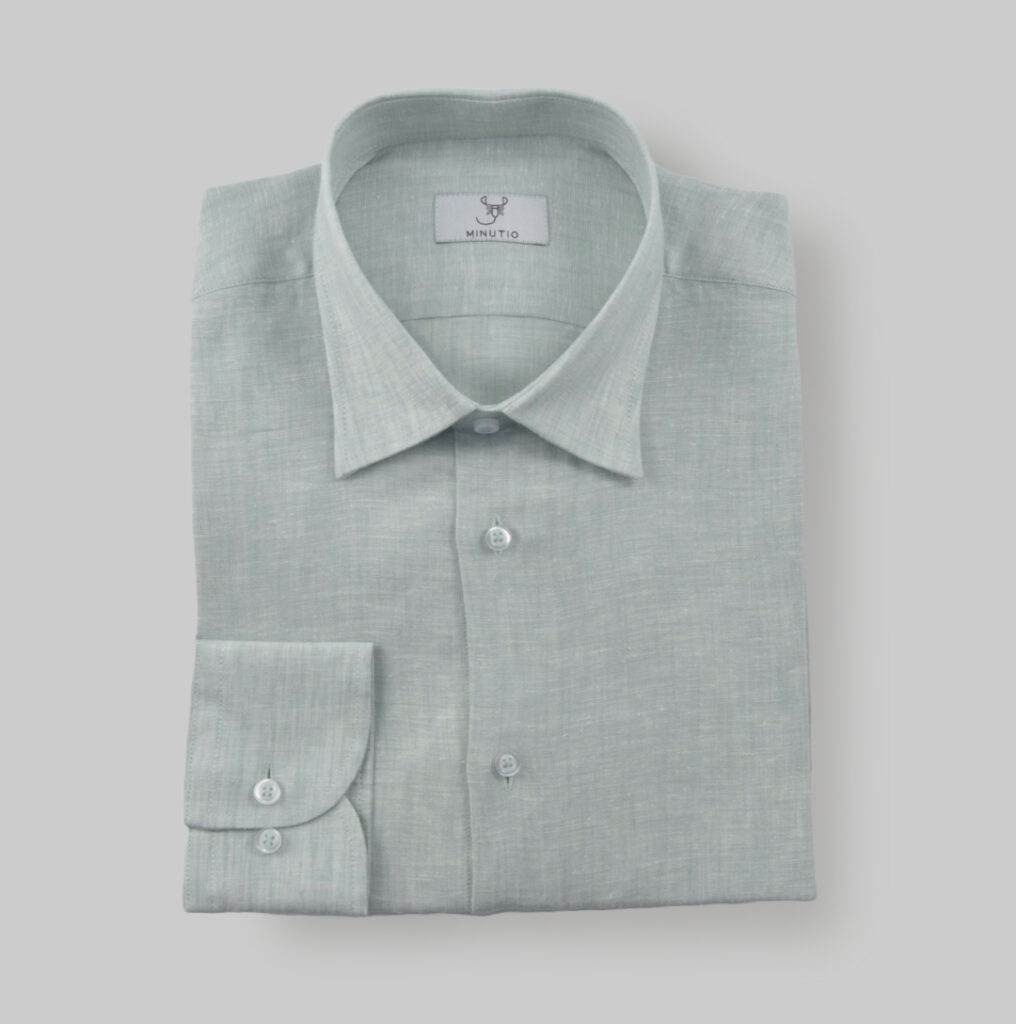 Camisa Lino Verde Hombre