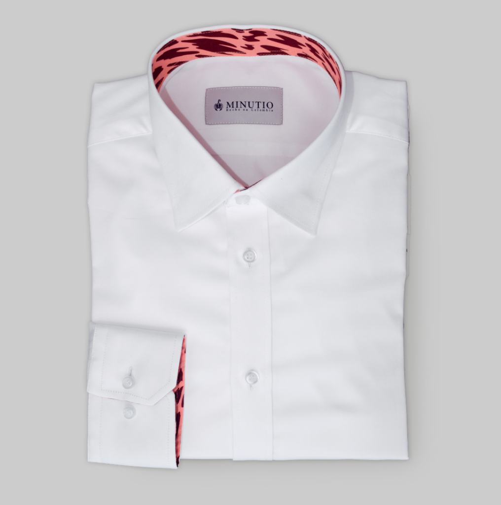 Camisa Algodón Hombre Blanca (Print Chita)