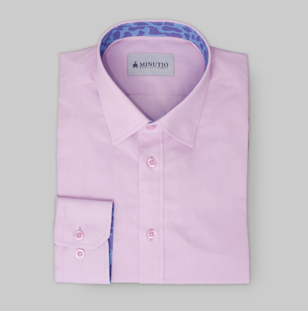 Camisa Algodón Hombre Lila Cuadros (Print Jirafa)